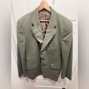 Burberry. Men’s 100% Cotton, 3 Button, Olive Green Blazer. 46